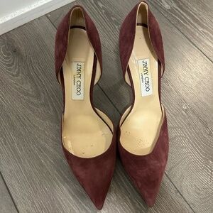 Jimmy Choo *Barely Worn* Burgundy Suede Addison D'Orsay Pumps